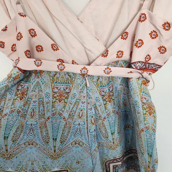 Free People Boho Wide Leg Jumpsuit 4 Retro Cottage Farmhouse Vacation Summer - Picture 5 of 8